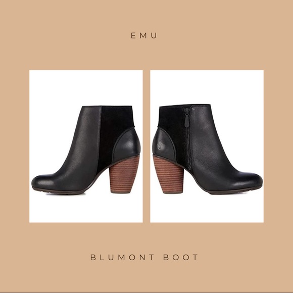 EMU Blumont Boot. Size 8. Leather & Suede. Side zip. Stacked heel. Barely worn. - Picture 4 of 12